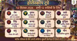 आज का राशिफल 12 सितंबर 2026: शनिवार को कन्या राशि में चंद्रमा का संचार, जानें मेष से मीन तक सभी राशियों का दैनिक भविष्यफल