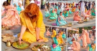 गयाजी में अनोखी आस्था: जर्मनी, रूस और यूक्रेन की विदेशी महिलाओं ने फल्गु तट पर किया पिंडदान