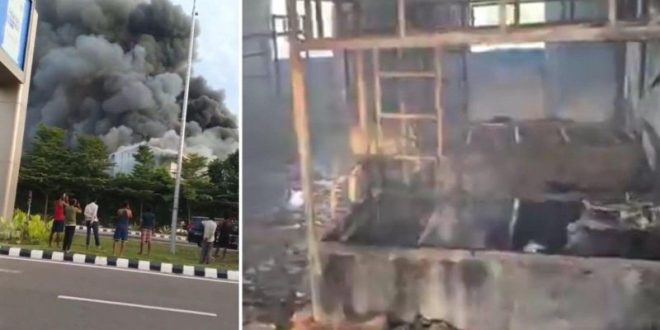 चौधरी चरण सिंह अंतरराष्ट्रीय हवाई अड्डे के लेबर कैंप में लगी भीषण आग